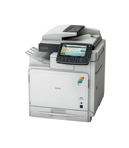 Kolorowe urządzenie wielofunkcyjne Ricoh MP C300SR z finiszerem i panelem dotykowym
