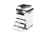 Ricoh IM 2702SE z trzema otwartymi kasetami papieru, widok z lewej strony, model Secure Edition bez modułów bezprzewodowych.